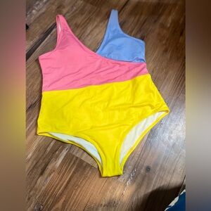 Crane XL Women’s one Piece Swimsuit Color Blocked Pastel Bathing Suit Swim Wear